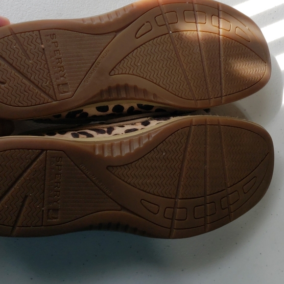 Sperry leopard print leather topsiders tan brown - Picture 5 of 7